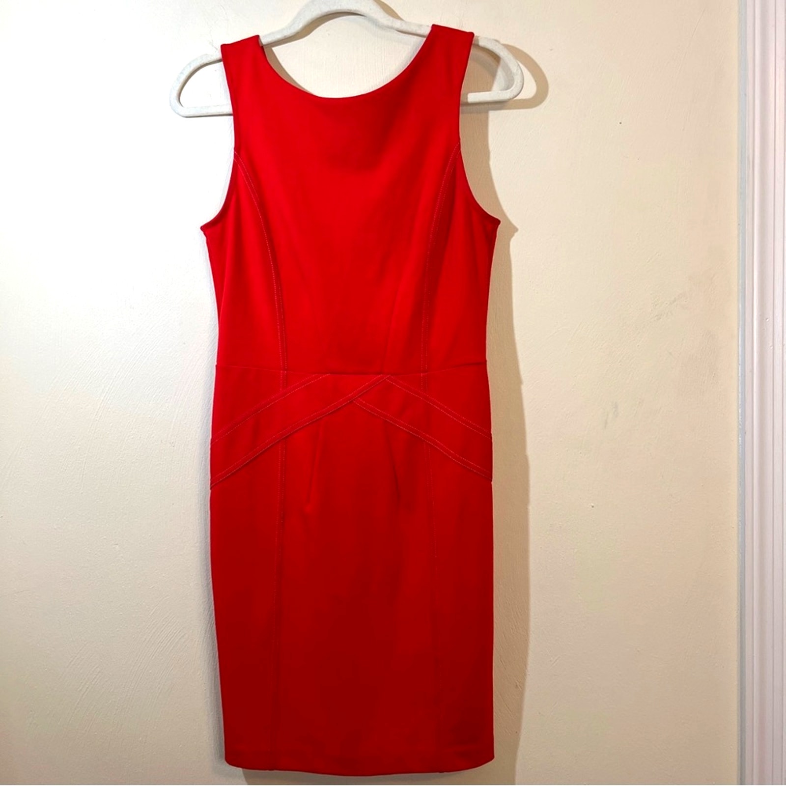 Ted Baker Ozcar Sheath Dress Sz 2 Red Structured Sleeveless Party Cocktail